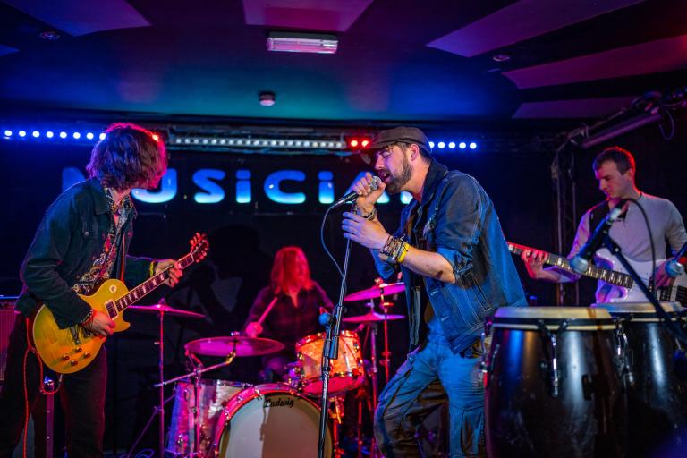 A band playing on stage