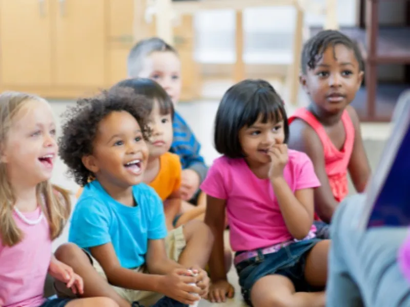 Children listening, laughing and having fun.