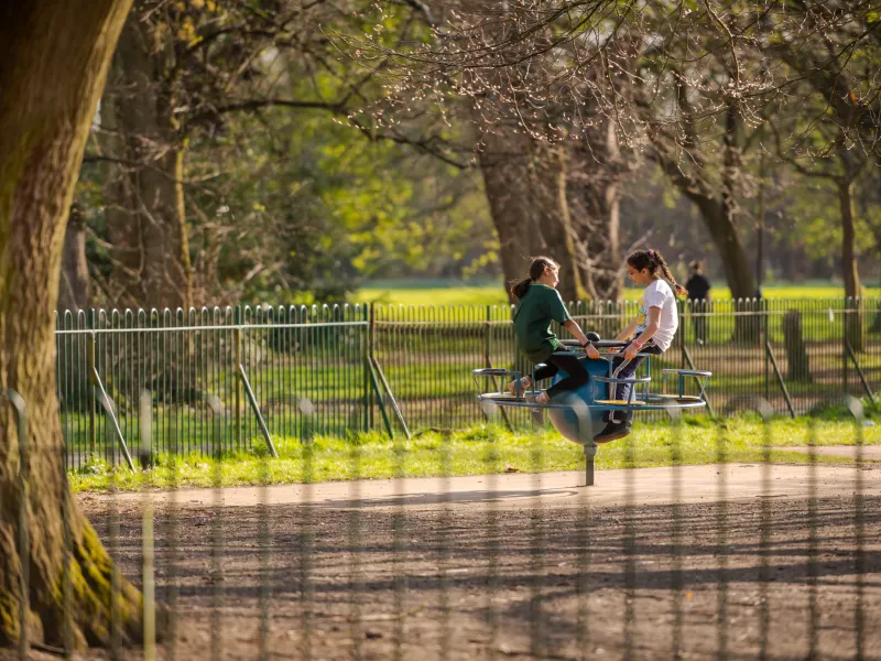 Two children in a playground