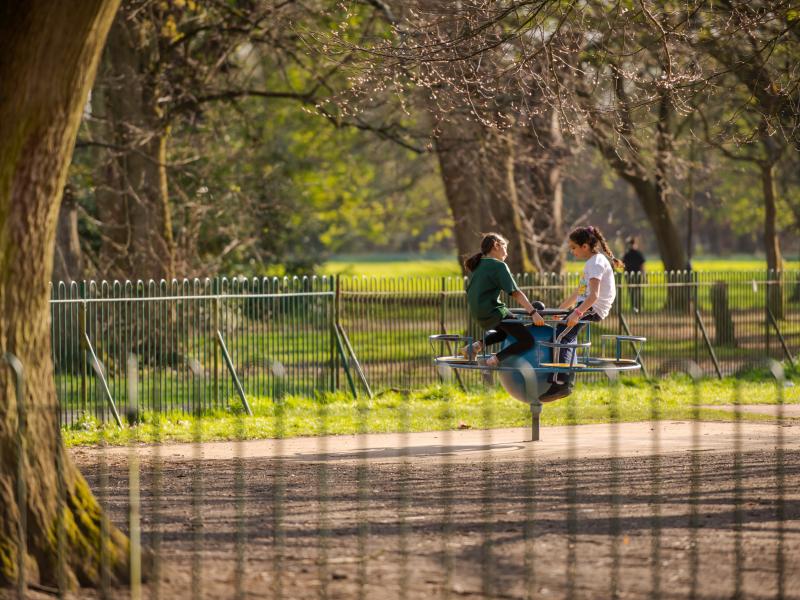 Two children in a playground
