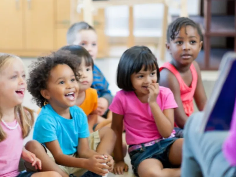 Children listening, laughing and having fun.