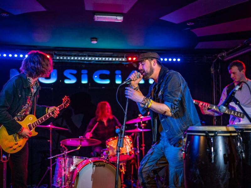 A band playing on stage