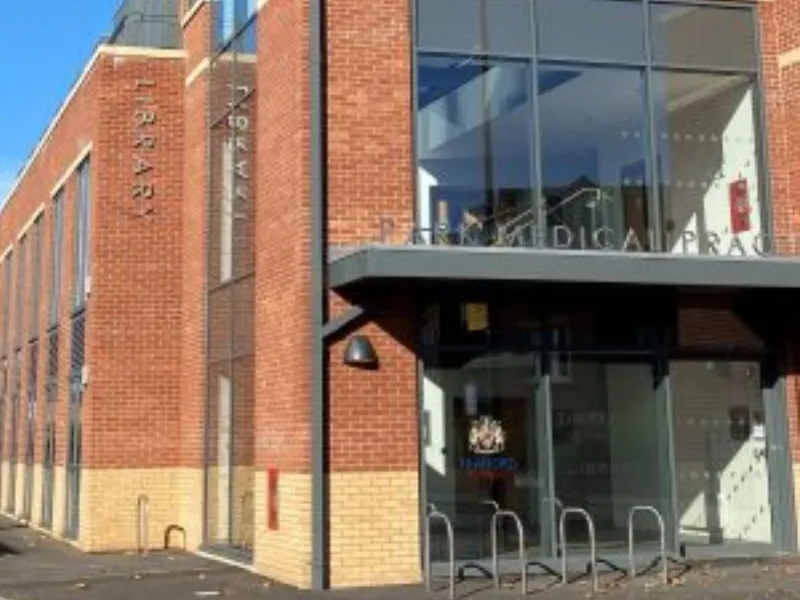 External view of library building and entrance